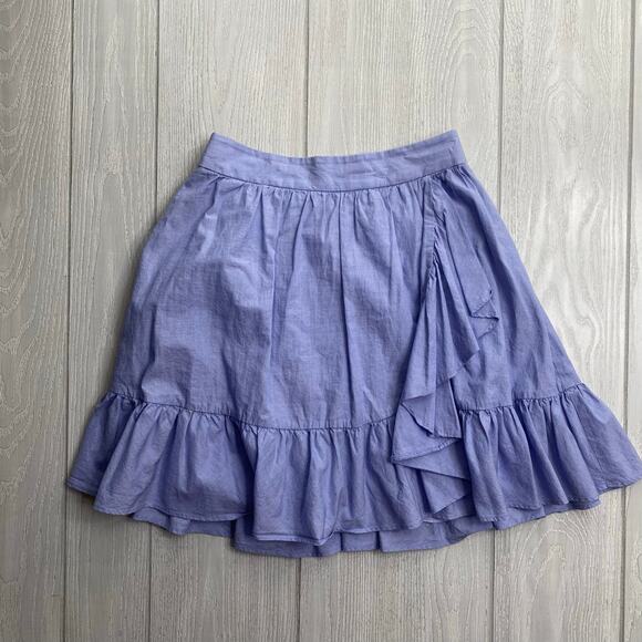 Kate Spade New York Women's Blue Ruffle Wrap Mini Skirt Size 00 $148 - Picture 1 of 6